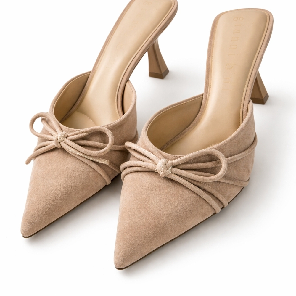 Gianni Bini Tan Women's Mules with Bow Detail